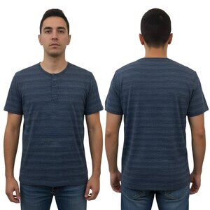 Old Navy Blue Heather Henley Tee XL – Soft Stretch Casual Essential